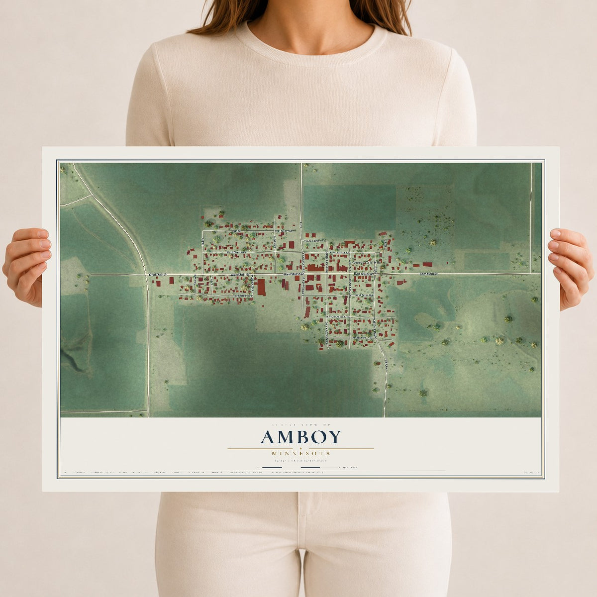 Map of Amboy, Minnesota, 12 x 18 inch unframed archival matte print