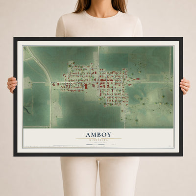 Map of Amboy, Minnesota, 24 x 36 inch print in a black wood frame