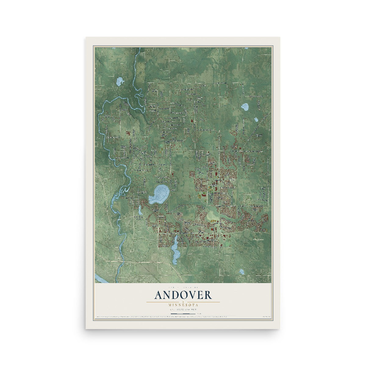 Map of Andover, Minnesota, 12 x 18 inch unframed archival matte print