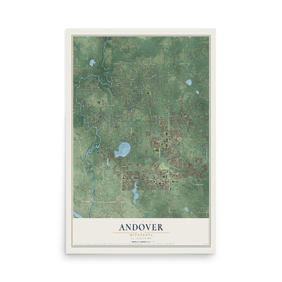 Map of Andover, Minnesota, 12 x 18 inch unframed archival matte print