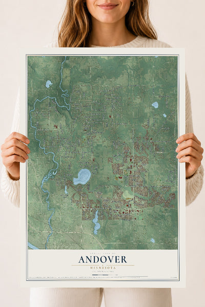Map of Andover, Minnesota, 18 x 24 inch unframed archival matte print