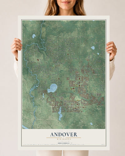 Map of Andover, Minnesota, 24 x 36 inch unframed archival matte print