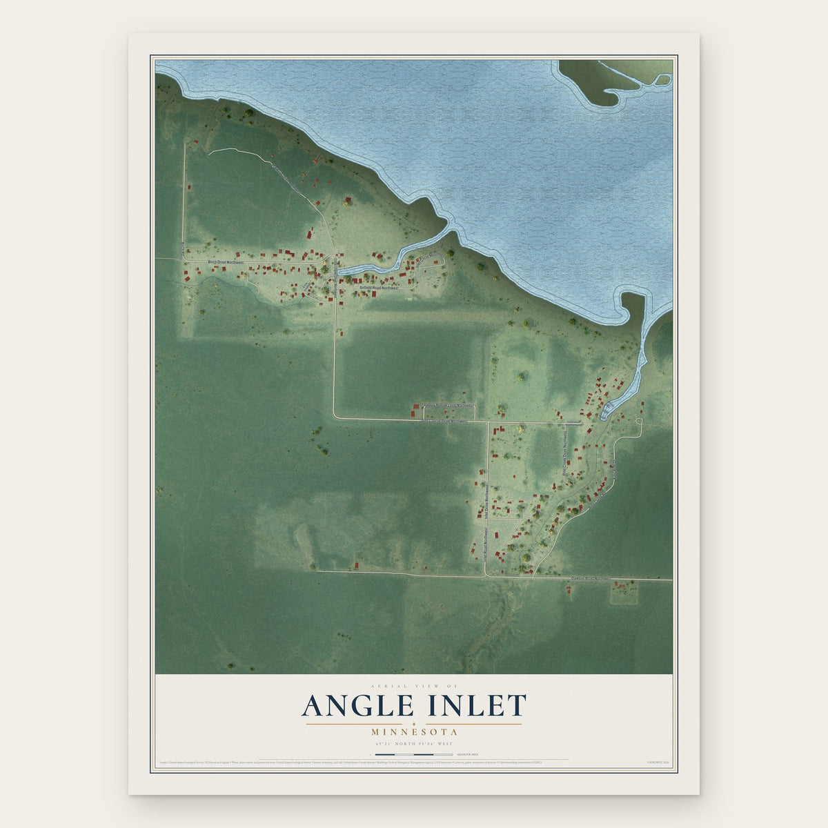 Angle Inlet, Minnesota map print, the full design