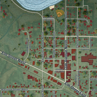 Close-up of the map of Annandale, Minnesota print showing street and building detail