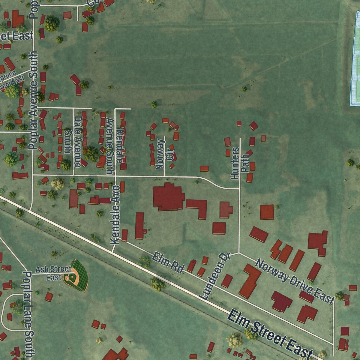 Second close-up of the map of Annandale, Minnesota print showing more streets and buildings