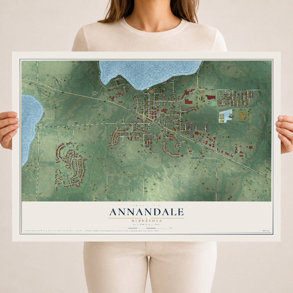 Map of Annandale, Minnesota, 18 x 24 inch unframed archival matte print