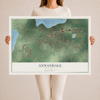 Map of Annandale, Minnesota, 24 x 36 inch unframed archival matte print