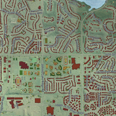 Second close-up of the map of Apple Valley, Minnesota print showing more streets and buildings