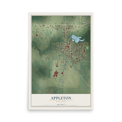 Map of Appleton, Minnesota, 12 x 18 inch unframed archival matte print