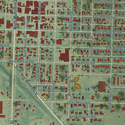 Close-up of the map of Appleton, Minnesota print showing street and building detail