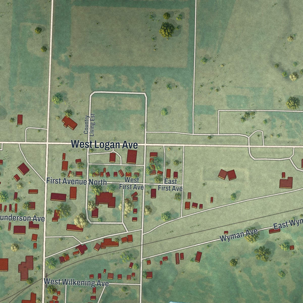 Second close-up of the map of Appleton, Minnesota print showing more streets and buildings