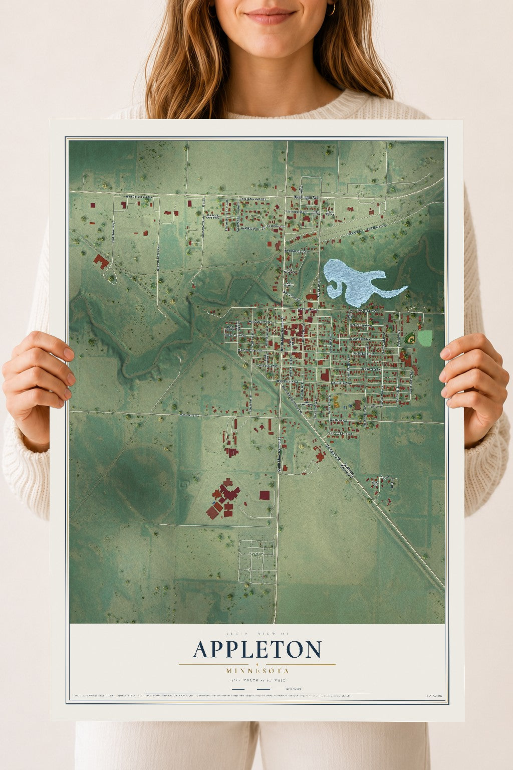 Map of Appleton, Minnesota, 18 x 24 inch unframed archival matte print