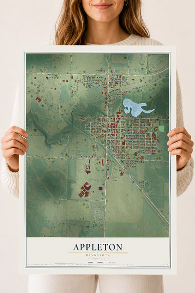 Map of Appleton, Minnesota, 18 x 24 inch unframed archival matte print