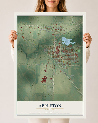 Map of Appleton, Minnesota, 24 x 36 inch unframed archival matte print