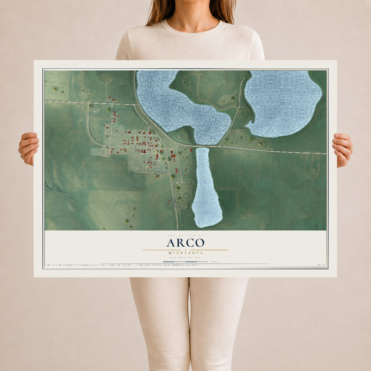 Map of Arco, Minnesota, 24 x 36 inch unframed archival matte print