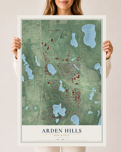 Map of Arden Hills, Minnesota, 24 x 36 inch unframed archival matte print