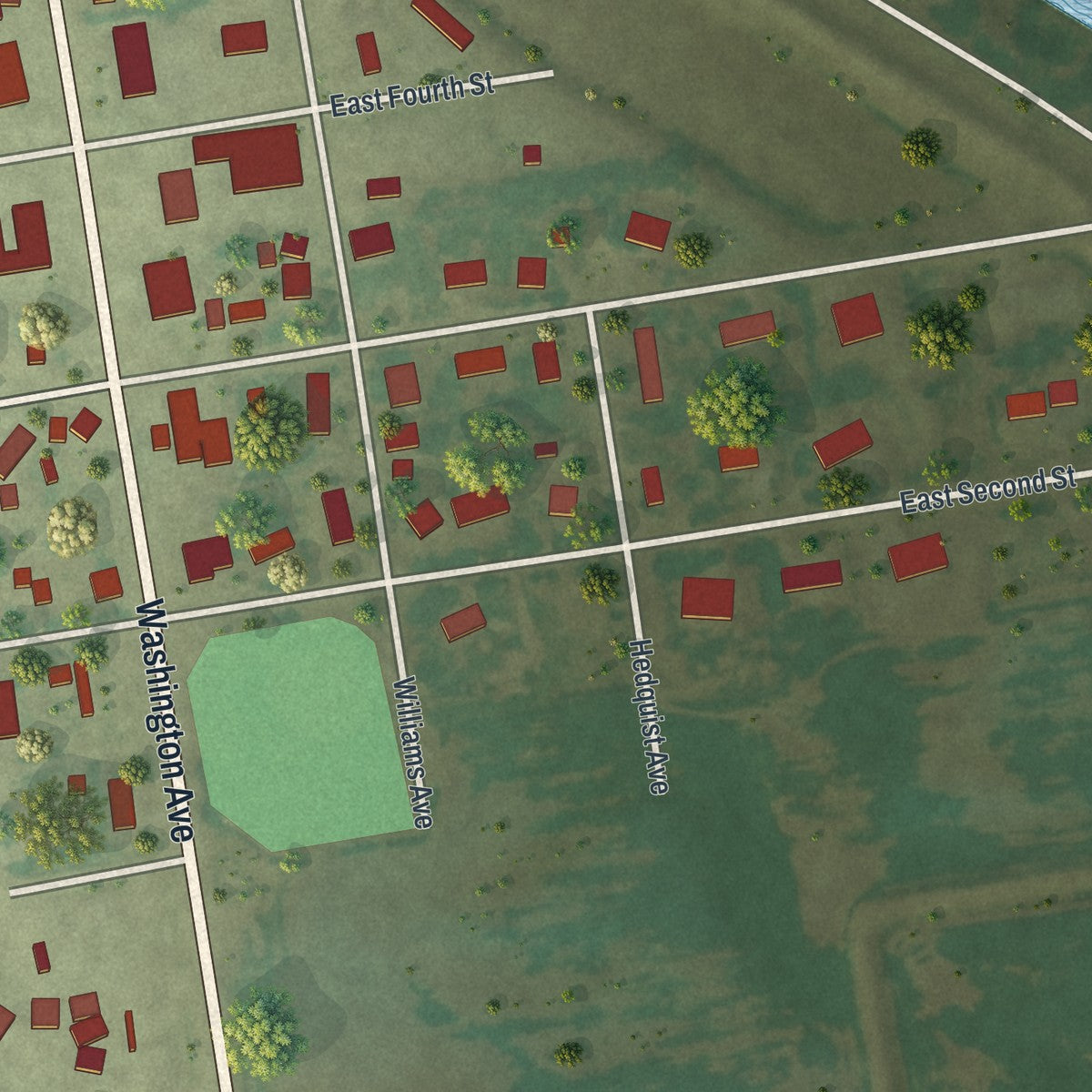 Second close-up of the map of Argyle, Minnesota print showing more streets and buildings
