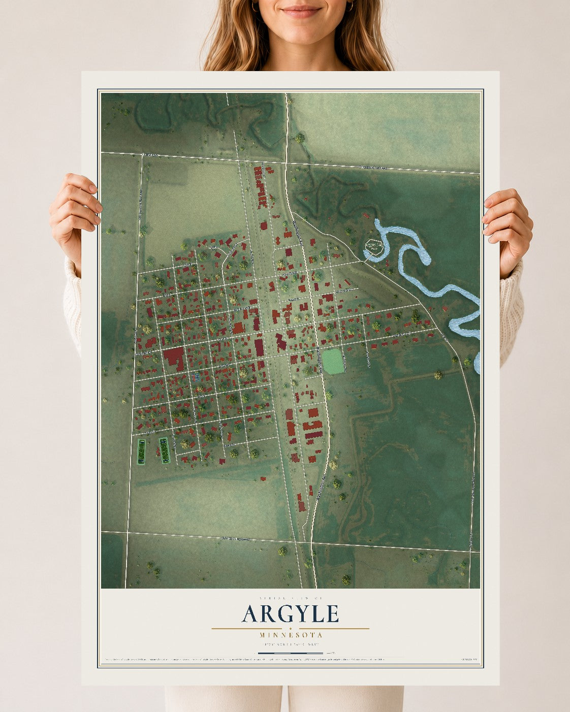 Map of Argyle, Minnesota, 24 x 36 inch unframed archival matte print