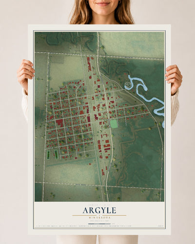Map of Argyle, Minnesota, 24 x 36 inch unframed archival matte print