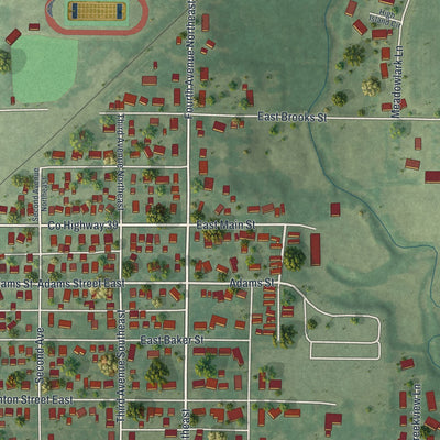 Second close-up of the map of Arlington, Minnesota print showing more streets and buildings
