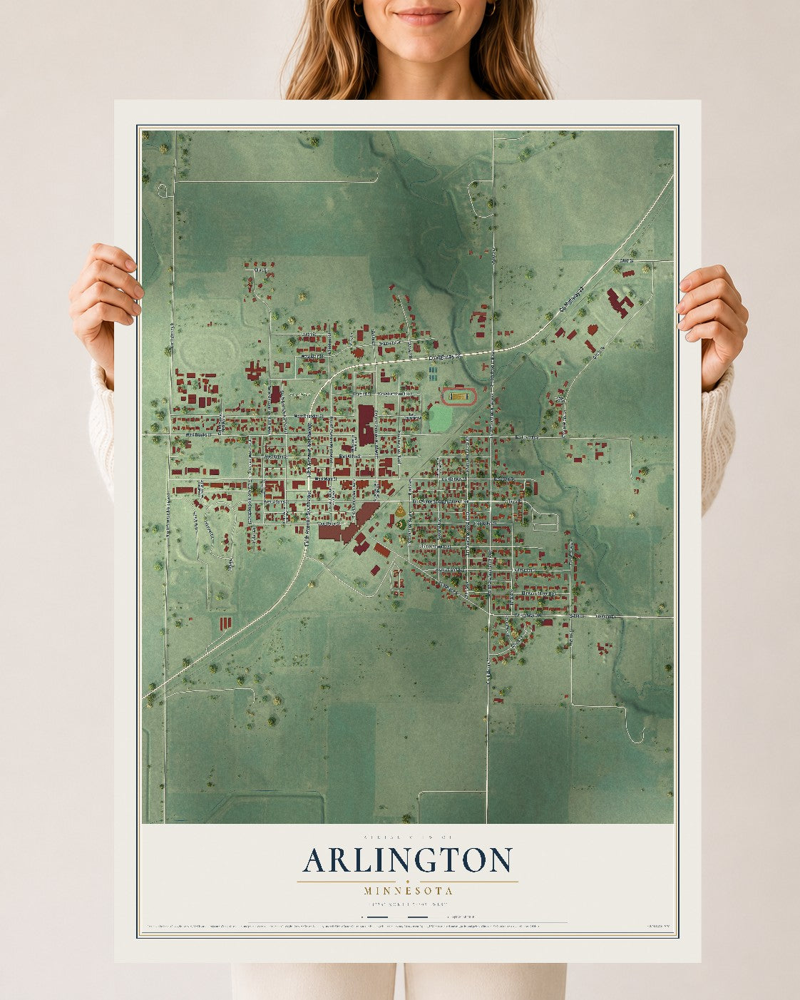Map of Arlington, Minnesota, 24 x 36 inch unframed archival matte print