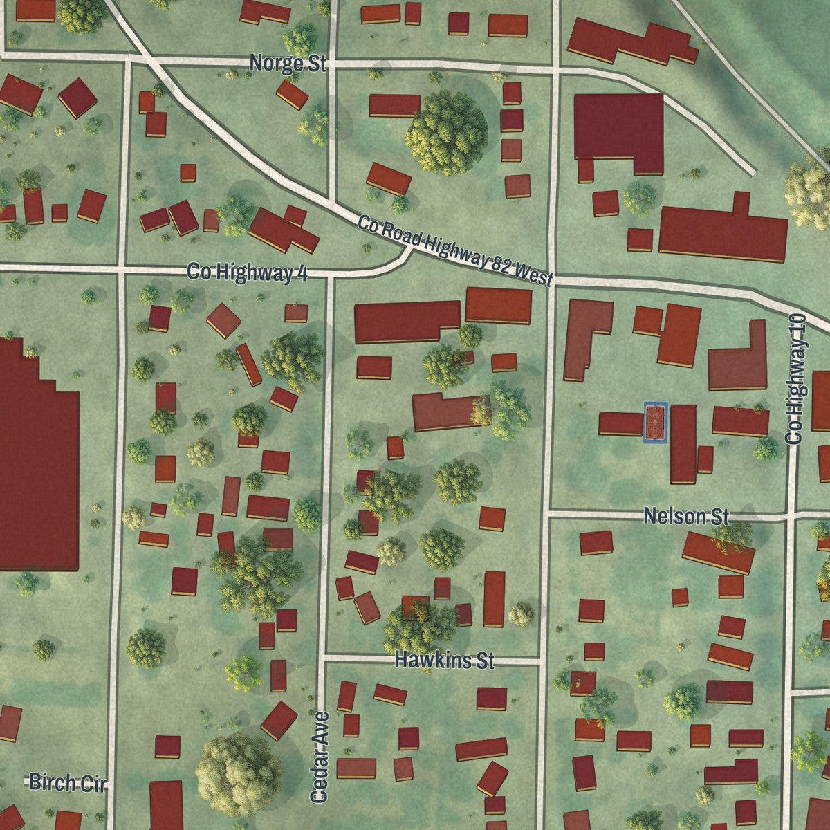 Close-up of the map of Ashby, Minnesota print showing street and building detail