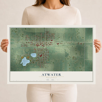 Map of Atwater, Minnesota, 12 x 18 inch unframed archival matte print