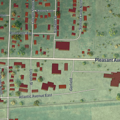 Second close-up of the map of Atwater, Minnesota print showing more streets and buildings