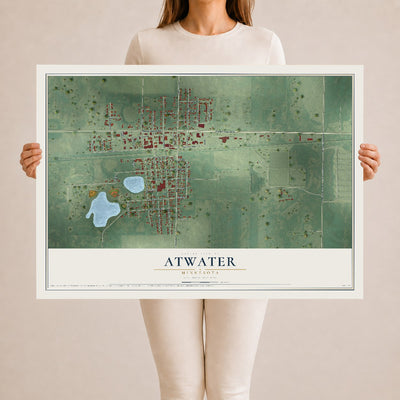 Map of Atwater, Minnesota, 24 x 36 inch unframed archival matte print