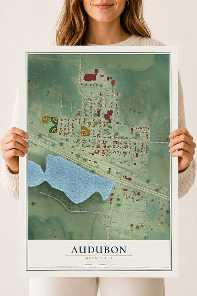 Map of Audubon, Minnesota, 18 x 24 inch unframed archival matte print
