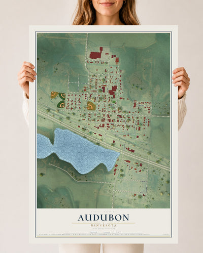 Map of Audubon, Minnesota, 24 x 36 inch unframed archival matte print