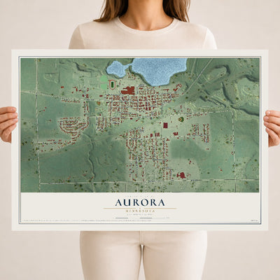 Map of Aurora, Minnesota, 18 x 24 inch unframed archival matte print