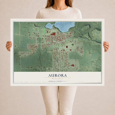 Map of Aurora, Minnesota, 24 x 36 inch unframed archival matte print