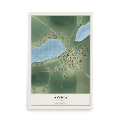 Map of Avoca, Minnesota, 12 x 18 inch unframed archival matte print