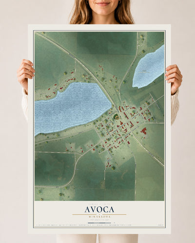 Map of Avoca, Minnesota, 24 x 36 inch unframed archival matte print