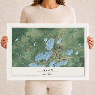 Map of Avon, Minnesota, 12 x 18 inch print in a white wood frame