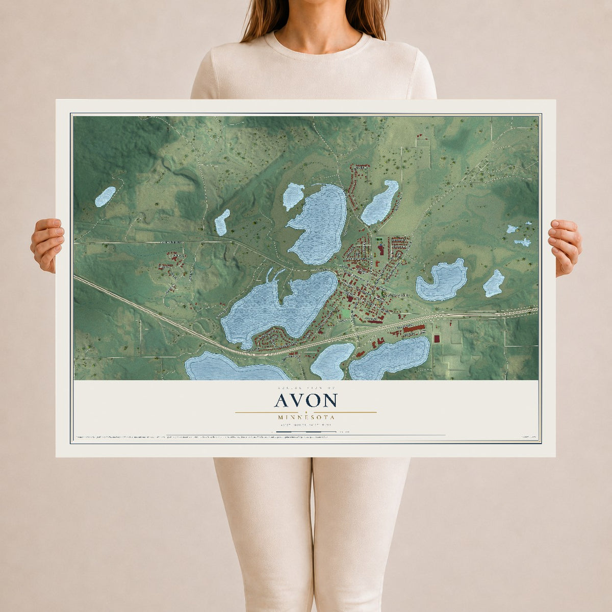 Map of Avon, Minnesota, 24 x 36 inch unframed archival matte print