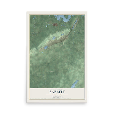Map of Babbitt, Minnesota, 12 x 18 inch unframed archival matte print