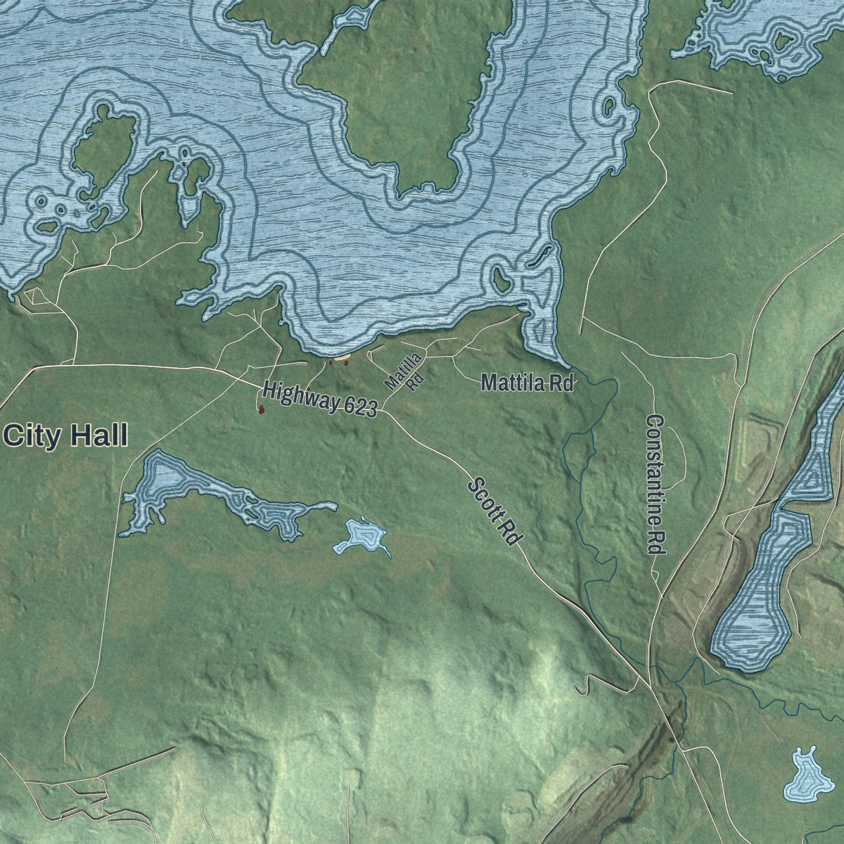 Close-up of the map of Babbitt, Minnesota print showing street and building detail