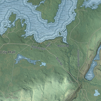 Close-up of the map of Babbitt, Minnesota print showing street and building detail