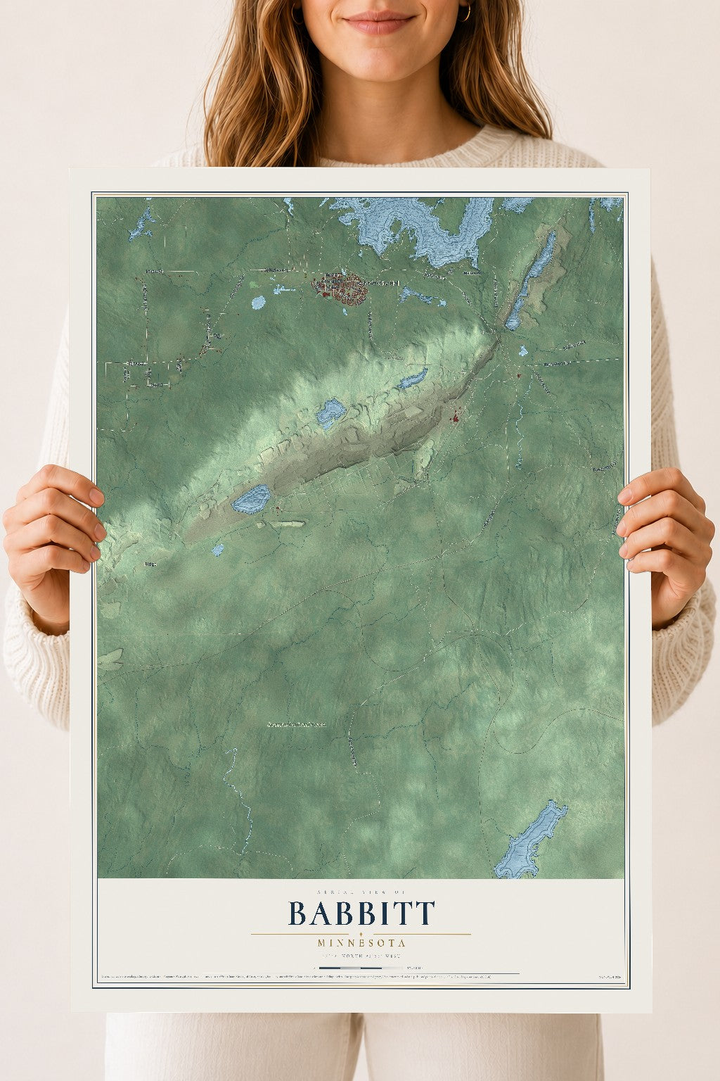 Map of Babbitt, Minnesota, 18 x 24 inch unframed archival matte print