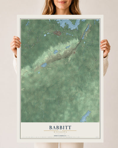 Map of Babbitt, Minnesota, 24 x 36 inch unframed archival matte print