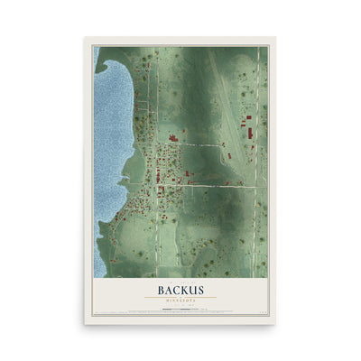 Map of Backus, Minnesota, 12 x 18 inch unframed archival matte print