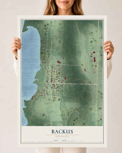 Map of Backus, Minnesota, 24 x 36 inch unframed archival matte print