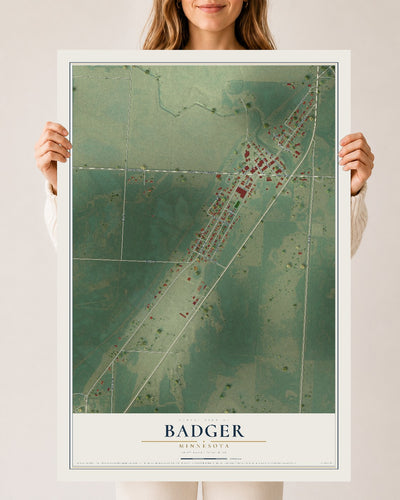 Map of Badger, Minnesota, 24 x 36 inch unframed archival matte print