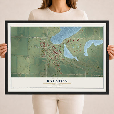 Map of Balaton, Minnesota, 18 x 24 inch print in a black wood frame