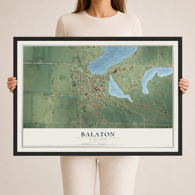 Map of Balaton, Minnesota, 24 x 36 inch print in a black wood frame