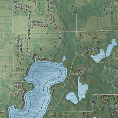 Close-up of the map of Baldwin, Minnesota print showing street and building detail
