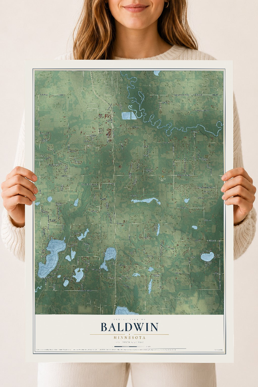 Map of Baldwin, Minnesota, 18 x 24 inch unframed archival matte print