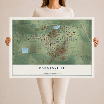 Map of Barnesville, Minnesota, 24 x 36 inch unframed archival matte print